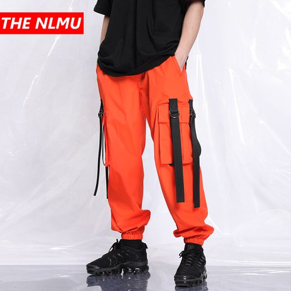 

men's pants mens ribbons pocket harem joggers harajuku hip hop streetwear sweat purple orange trousers male wg772, Black