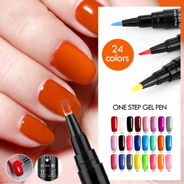 

saviland one step gel 3 in 1 uv nail polish pen nail art soak off uv led lamp shining glitter gel no need base coat