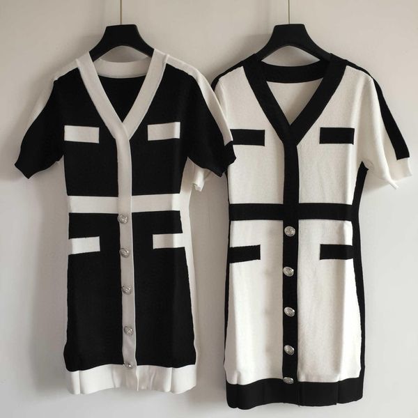 

brand womens brief dresses fashion designer womens wool blend dress luxury dresses white and black color yf203051, Black;pink