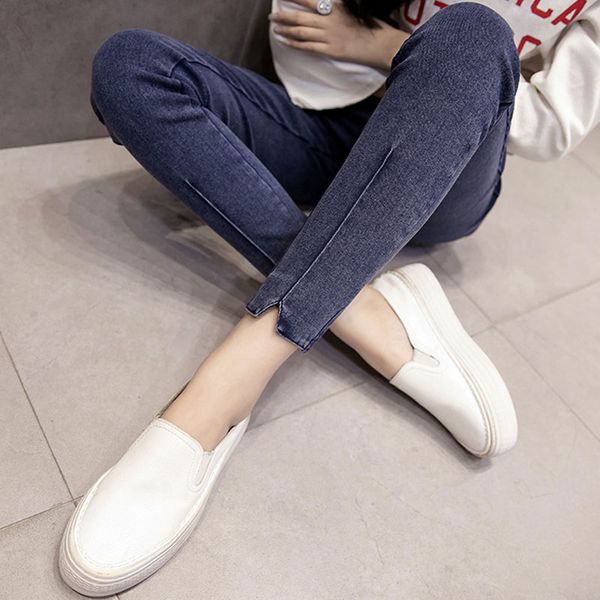 

elastic waist maternity denim jeans pants for pregnant women clothes skinny pregnancy jeans stretch pants gravidas spring clothe, White