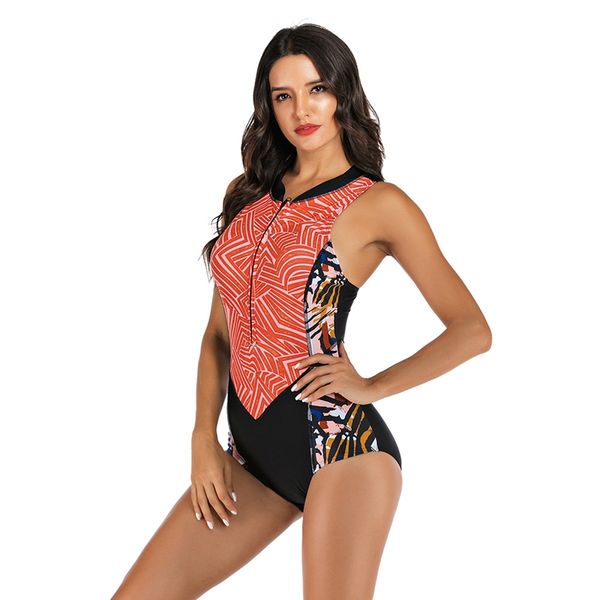 

aolikes женщины rash guard для взрослых рукавов печатный zipper эластичный купальник весна дайвинг серфинг плавание костюм пляж плавать