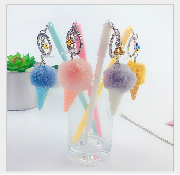 

72pcs/lot gel pen wholesale key chain bulb ice cream ppendant neutral pen student office stationery writing suppliesgp735