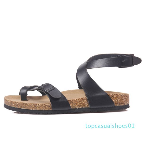 

cosmagic fashion cork sandals 2020 new women casual summer beach gladiator non-slip buckle strap sandalias shoe t01, Black