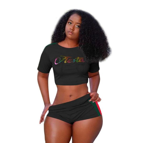 

printed casual suits solid color clothing fashion female tracksuit women 2pcs shorts suits summer letter, Gray