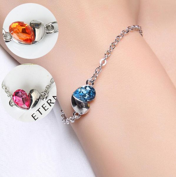 

maxi austrian crystal heart ornament love diamond droplet bracelet, Golden;silver