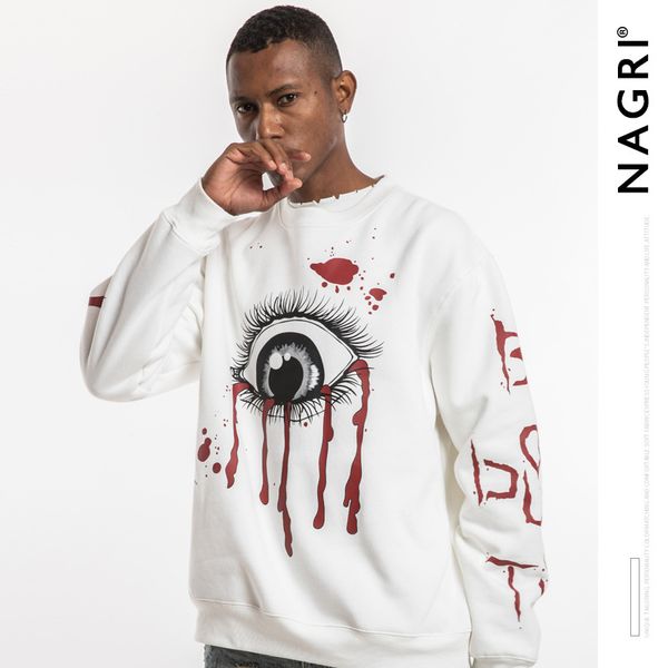 

nagri europe and america men's wear popular god of blood-ocular long sleeve autumn and winter sleeves american-style graff, Black