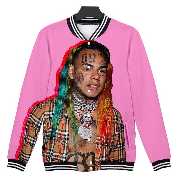 

6ix9ine mens & womens 3d print jackets and coats janpanese cartoon long sleeves baseball jacket, Black