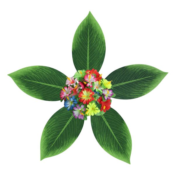 

34pcs decorative diy palm tropical leaves flowers decor for birthday beach jungle luau hawaiian bbq party