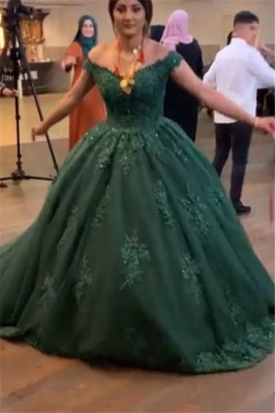 С плечевой вечернее платье для вечеринки Tulle Ball Advants Quinceanera платья кружева длинные подростки с аппликациями PROM PROP для женщин