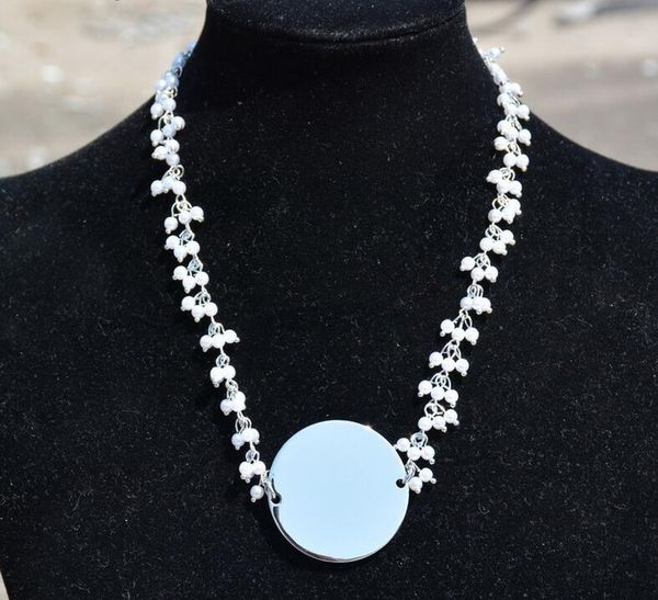 

personalized rosary chain pearl monogram necklace wholesale personalized jewelry monogrammed pearl necklace, Silver