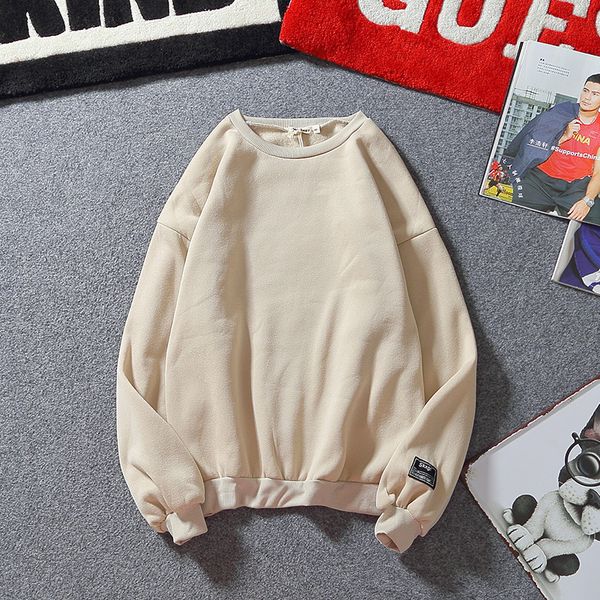 

hong kong style the new basic style in autumn, boys' solid color jacket, loose round collar, small and fresh bottom shirt trend, Black