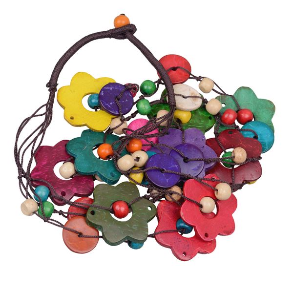 

bohemian coconut shell wood bead necklaces women ethnic jewelry necklace, Silver