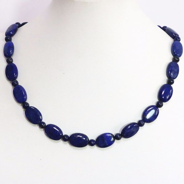 

natural 13x18mm oval lapis lazuli stone fashion european style chain choker necklace elegant women jewelry 18inch my5179, Silver