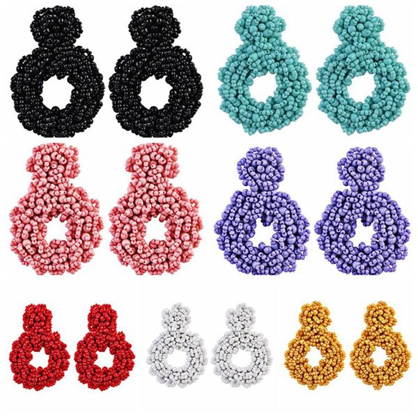 

boho ethnic colorful beads handmade drop earrings women geometric big dangle earrings wedding party statement jewelry, Silver