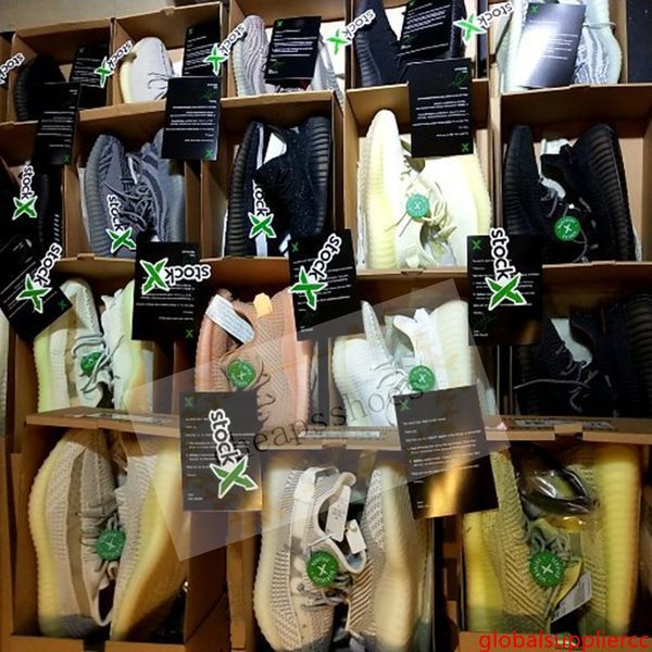 

new kanye west men women outdoor shoes with stock x all colors static butter sesame ice yellow blue tint designer shoe