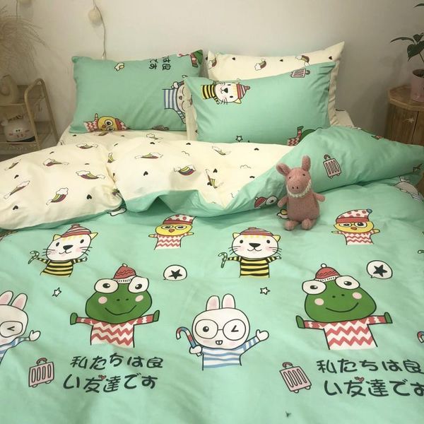 

2020 i'm a frog series bedding sets cartoon bed set friends of frogs bedding children bed linen single/double home textiles
