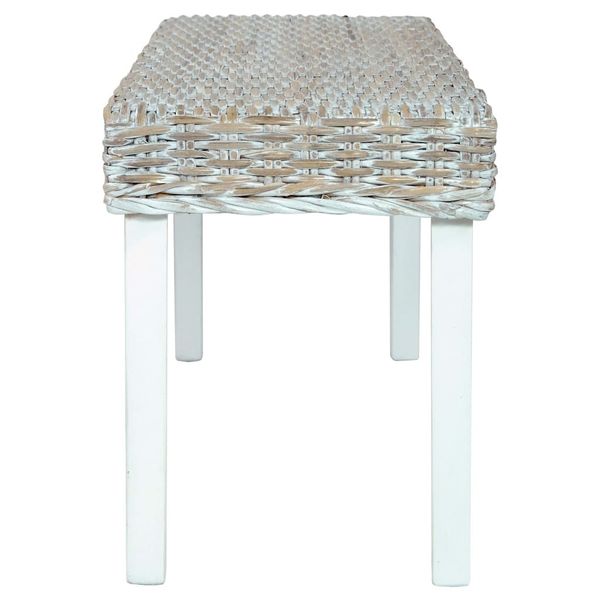 

bench 110 cm white natural rattan kubu and solid mango wood garden sets