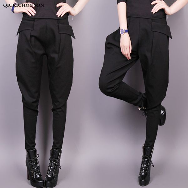 

england style harem pants women spring autumn high waisted black pants trousers ladies elegant skinny plus size breeches, Black;white