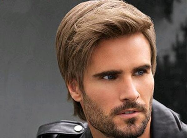 

Short Striaght Full Synthetic Wig for Men Male Hair Fleeciness Realistic Wigs