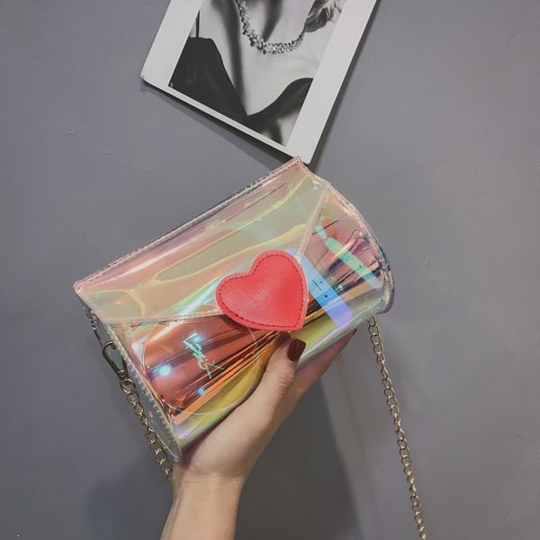 

bag women's 2018 new style fashion summer gel bag laser square sling versatile mini shoulder back pendant