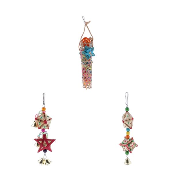 

3x птица попугаи ротанг игрушки жевать игрушки для средних и больших