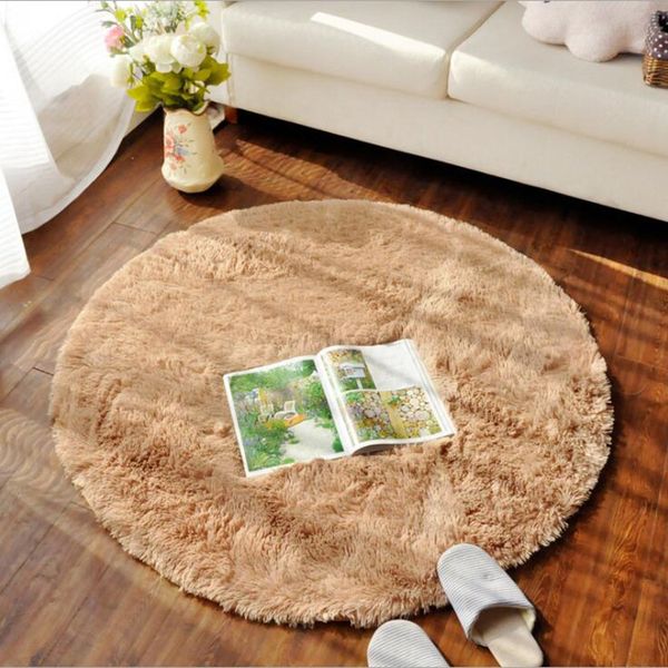 

soft shaggy faux fur area round rug carpet for living room bedroom round floor mat home textile