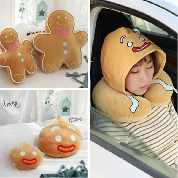 

мультфильм плюшевый пряничный человек мягкие плюшевые игрушки мягкая подушка подушка куклы путешествия шеи подушка дети рождественские подар