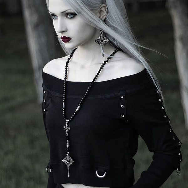 

гот dark black лоскутного grunge punk gothic sweartshirt для женщин моды осени 2019 урожая женщины фуфайки ушка кадрированной