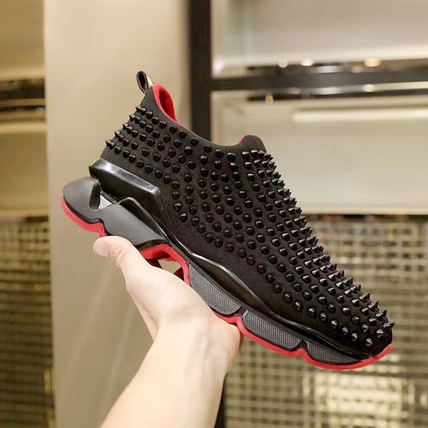 

low to help high-end rivet shoeschanel men's tide breathable slip-on women sports shoes handsome thick bottom one pedal casual shoes, Black