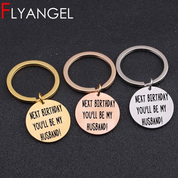 

keyring stamped next birthday you'll be my husband cute lover key chain gifts for boyfriend bag charm gifts, Silver