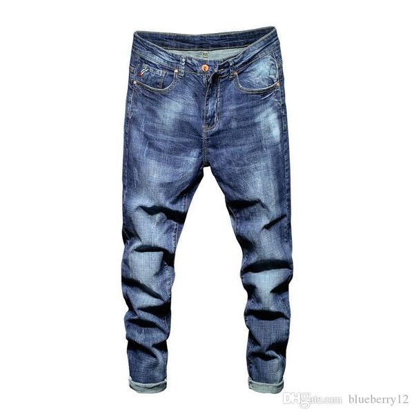 

mens jeans new fashion casual style straight fashion slim jeans large size asian size 28-40 ing, Blue