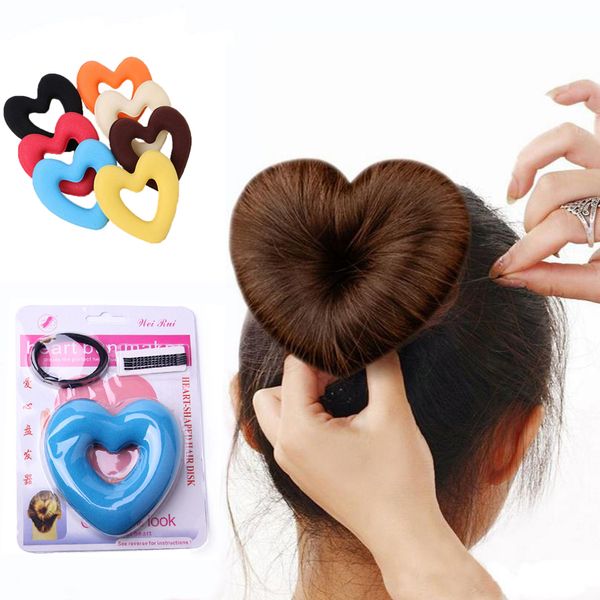 Hair Donut Bun Heart Maker Magic Foam Sponge Hair Styling Tool
