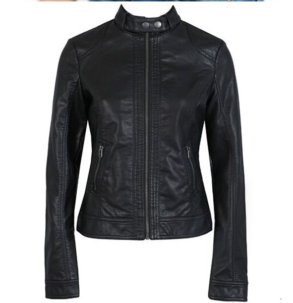 

women leather jacket new fashion womens jacket european fashion leather jacket cleaning single pu leather motorcycle temale womens leat, Black