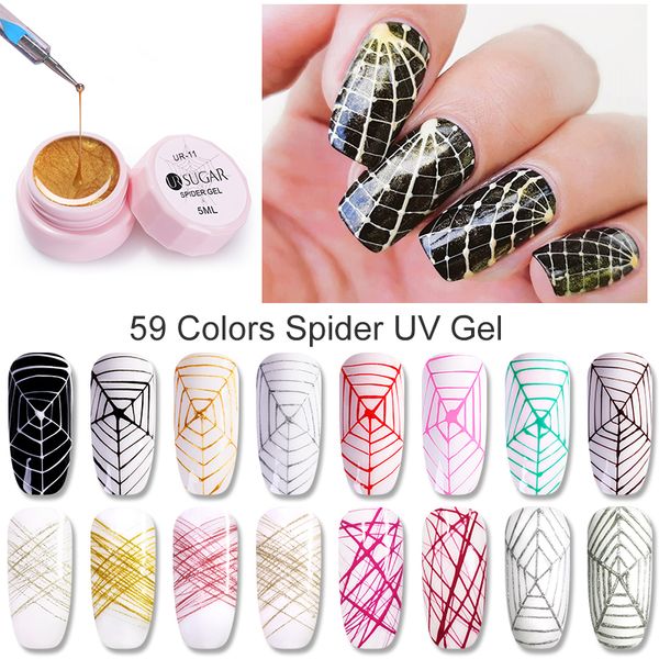 

ur sugar 5/7ml nail wire drawing gel polish creative point to line painting gel polish spider thick elastic paint 59 colors, Red;pink