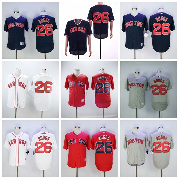 

men vintage flexbase 26 wade boggs baseball jersey cool base pullover retire navy blue grey white red team color all stitched quality, Blue;black