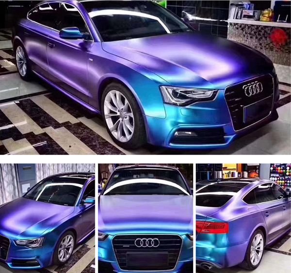 Chameleon Pearl Matte Metallic Purple Blue Vinyl Car Wrap Foil con Air Release Chameleon Car Sticker Decal