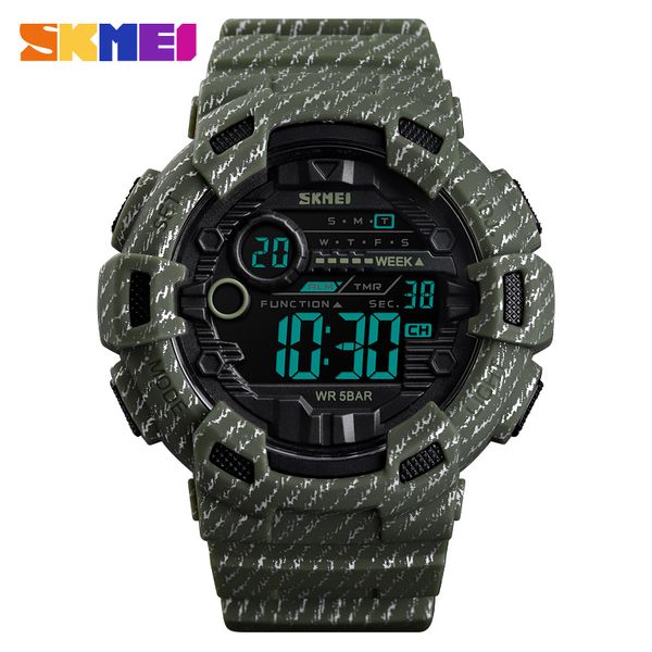 

skmei 2019 waterproof luminous digital watch outdoor cowboy sports men wristwatch relogio masculino reloj hombre 1472, Slivery;brown