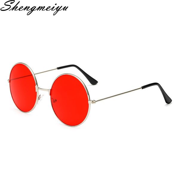 

2018 new burst metal circular fashion marine lenses red sunglasses men and women personality prince mirror uv400, White;black