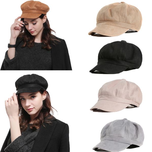 

fashion ladies womens hat suede baker boy peaked cap summer newsboy hip-hop baseball baseball caps, Blue;gray