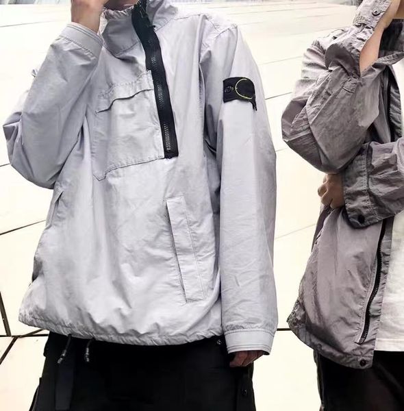 

19ss mens конструктора толстовка nylon twill водолазка функция диагонального zipper пуловер куртка ветровка high street fashion brand толсто, Black