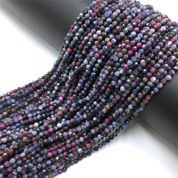 

rubys & sapphires beads 2mm 3mm faceted natural stone corundum beads for jewelry making diy women bracelet necklace accessories