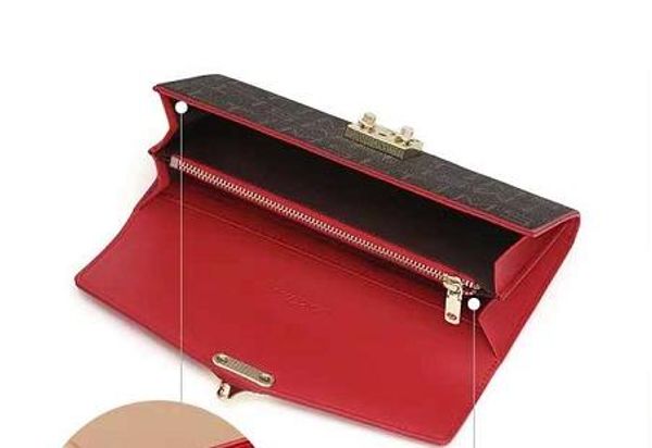 

бесплатная доставка! мода холст с покрытием натуральной кожи nice lady бумажник женщины модельер застежка закрылков кошелек m58414, Red;black