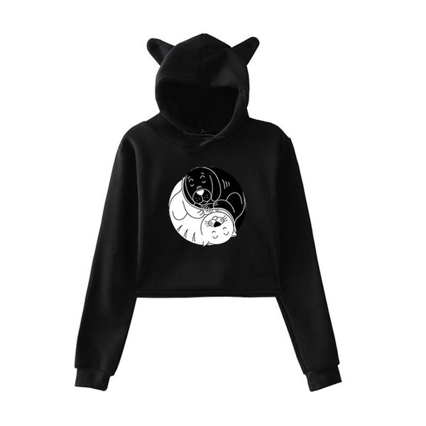 

new arrival dog print harajuku spring autumn girl hoodie woman hoodies lady sweatshirts casual dropshipping cropped clothes, Black