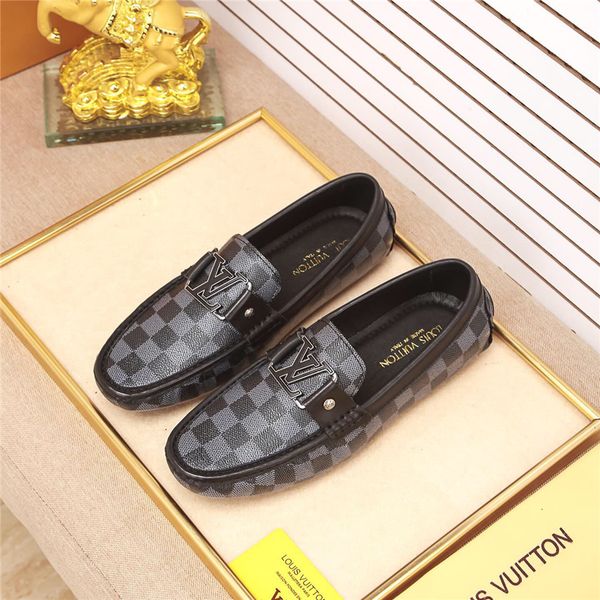 

brand men dress shoes good leather casual driving loafers gentleman slip on flat oxford design shoes 38-45 size for 2019 2020, Black