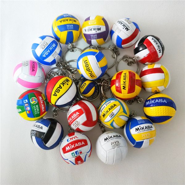 

3.8cm mini volleyball keychain sport key chain car bag ball volleyball key ring holder volleyball gifts for players keyring 22 styles, Red;brown