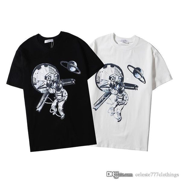 

mens fashion summer t shirts black short sleeve slim shirts astronaut print pattern men designer casual brand tees s-xxl, White;black