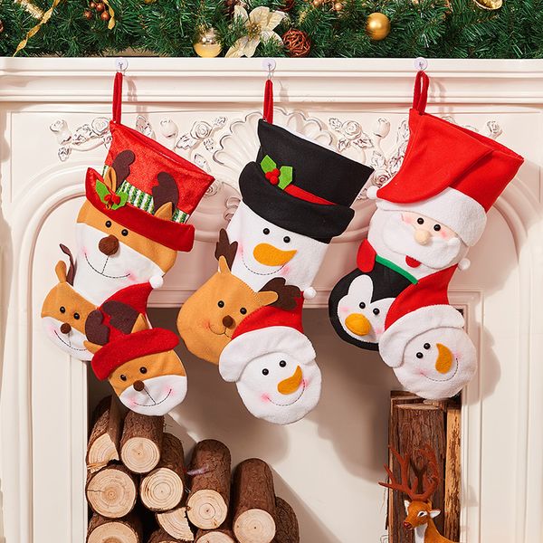 

children's retro christmas stockings gift bags reindeer personality bag new year gingerbread socks candy pouch party decorations
