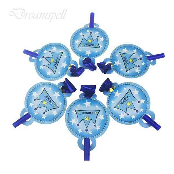 

6pcs / серия голубой принц короны тема свистки дети партия смешные выдува дракон выброс детские дети день рождения партии поставки decor