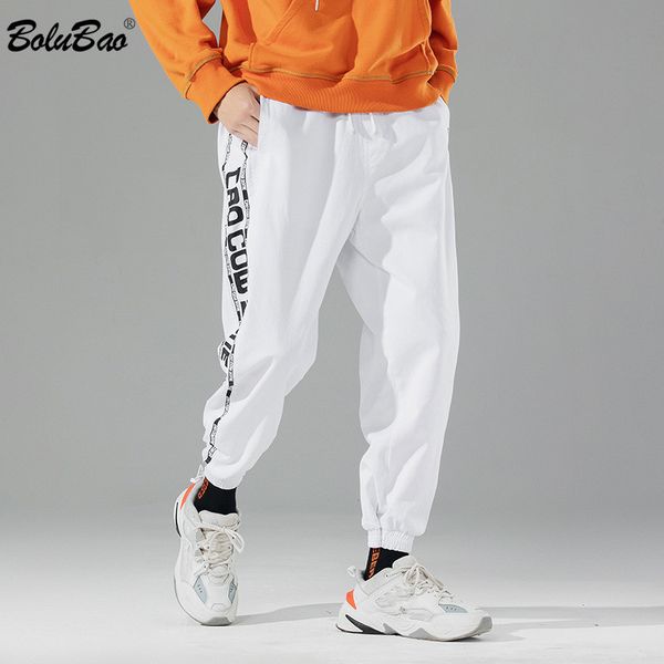 

bolubao fashion men casual pants spring men's trendy wild letter print harem pants male street hip hop brand clothing, Black