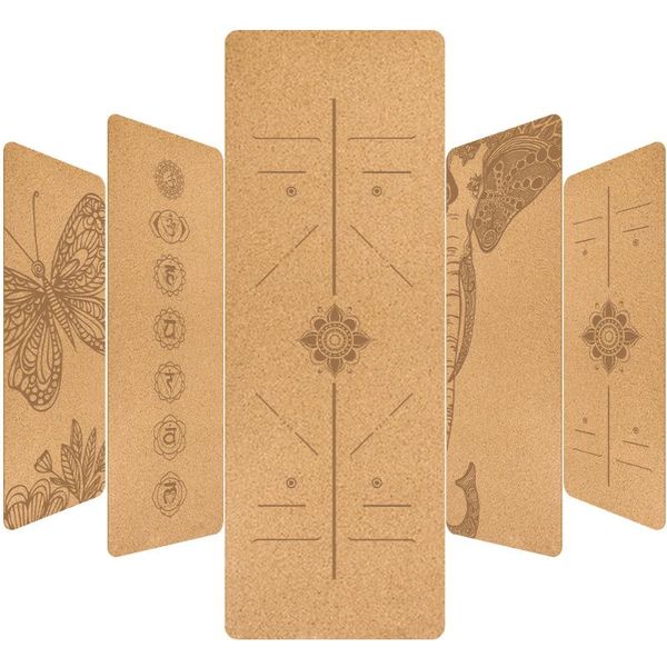 

natural cork tpe printed yoga mat non-slip esterilla yoga sweat-absorbing home fitness pad gymnastics pilates mats with bag